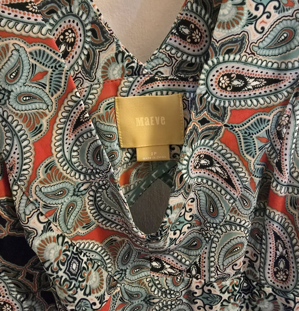 Anthropologie Maeve Canyon Creek Mint Paisley dress 2p NWOT - Picture 4 of 5